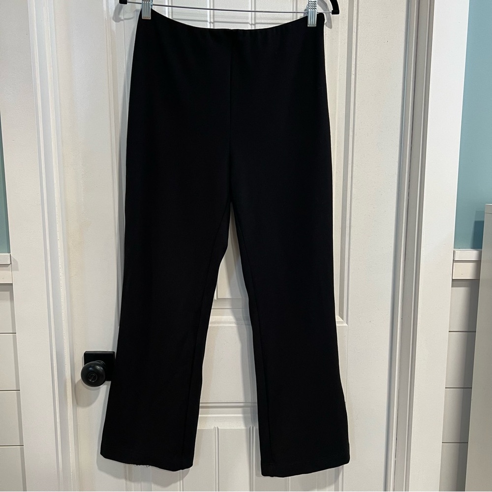 Tuckernuck Black Straight Leg Side Zip Pull On Cropped Dress‎ Pants. Size Large.